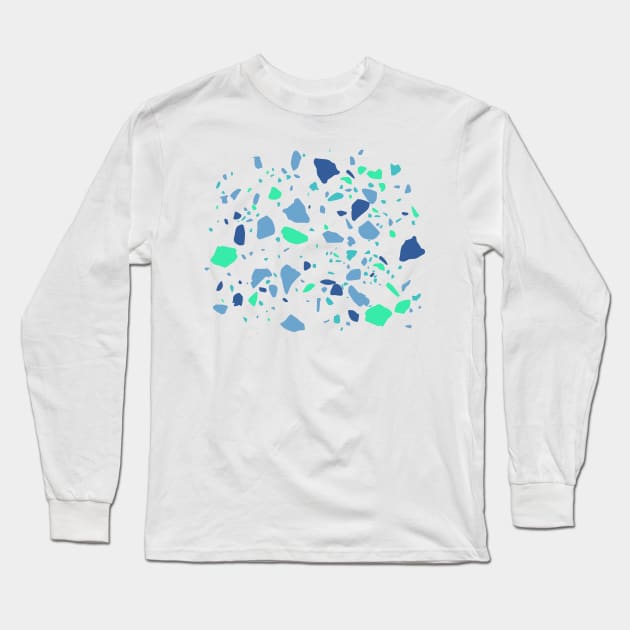 Terrazzo Party 2020 Blue Green Long Sleeve T-Shirt by ninoladesign